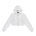 WOMAN ESSENTIAL CROPPED ZIP-UP HOODIE - FLOWER GRAY
