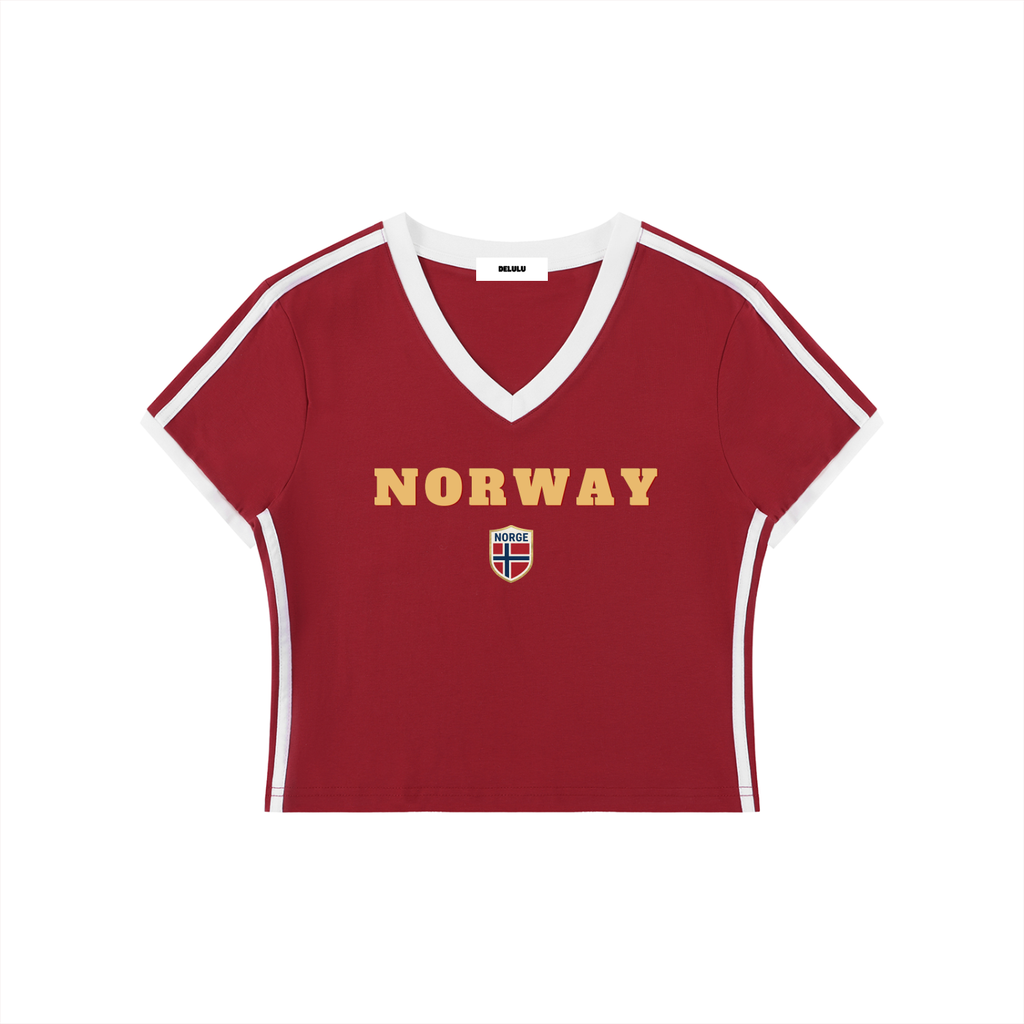 WOMEN'S RETRO CROPPED T-SHIRT - WORLD CUP NORWAY BRAUT HAALAND