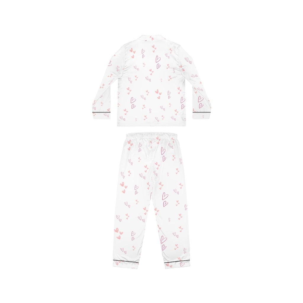 01 Hearts Satin Pajama Set