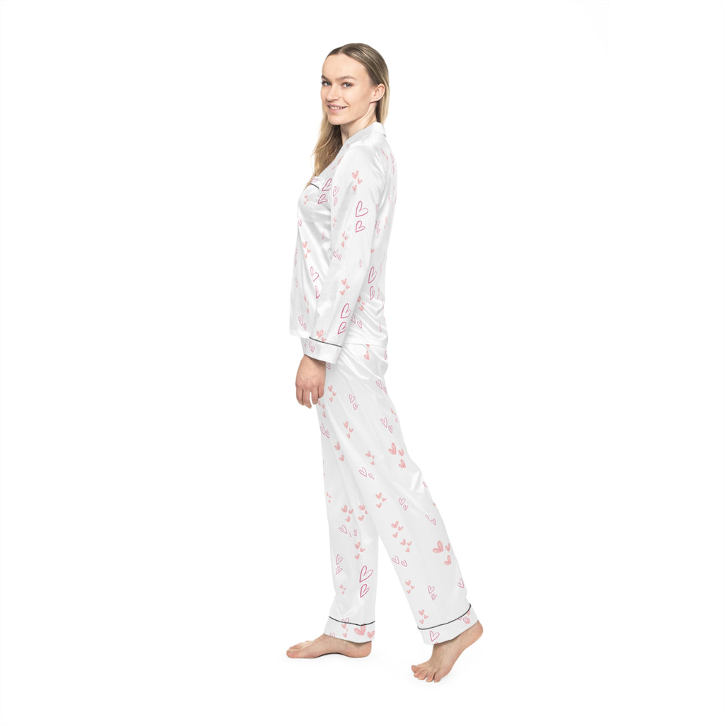 01 Hearts Satin Pajama Set