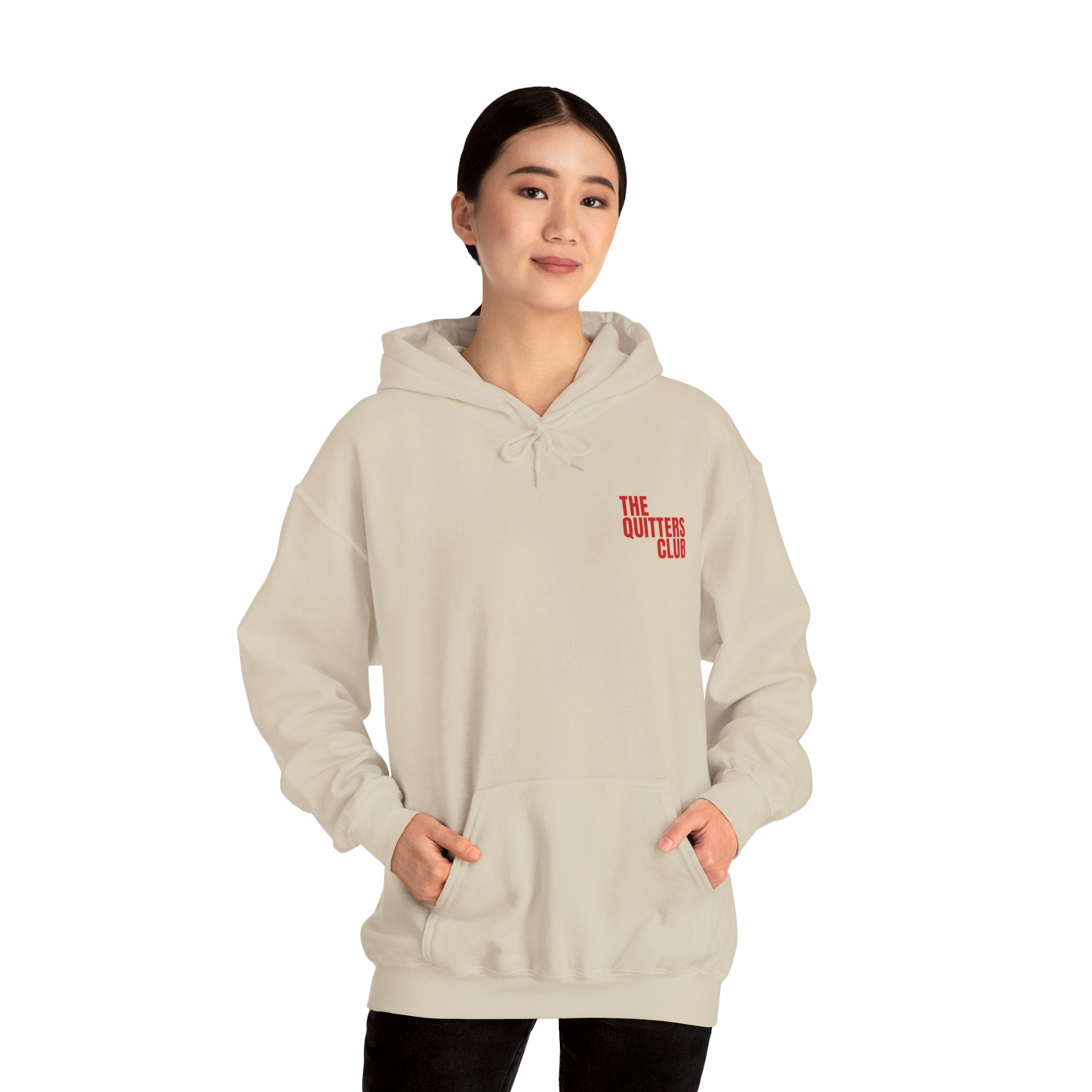 09 QUITTERS CLUB HOODIE BEIGE/RED