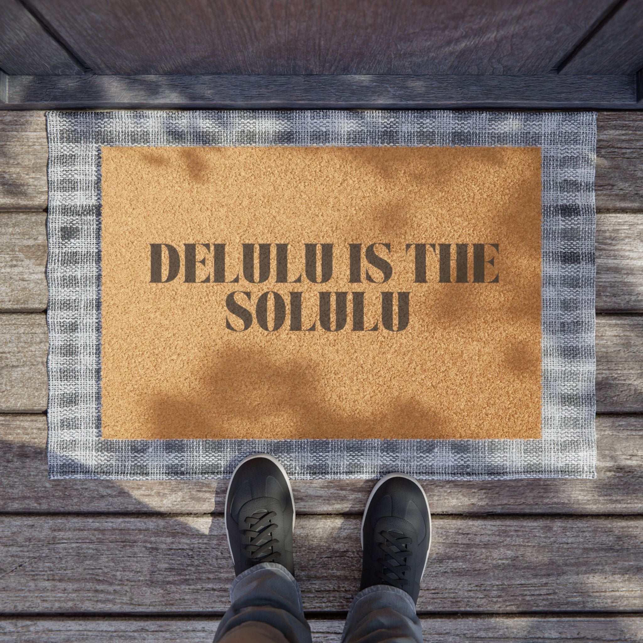Doormat "DELULU IS THE SOLULU" - Stenciled Coir Welcome Mat