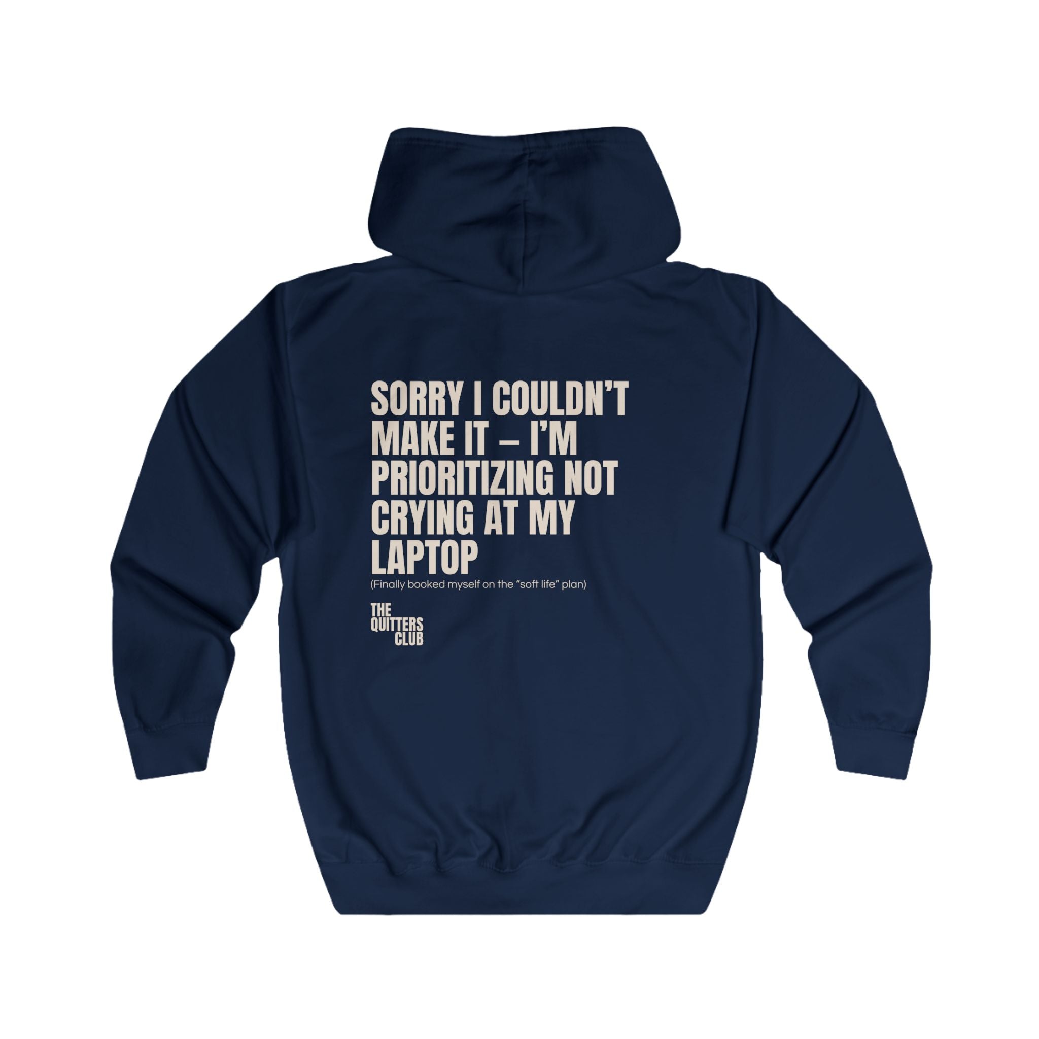 09 QUITTERS CLUB FULL-ZIP HOODIE NAVY/BEIGE