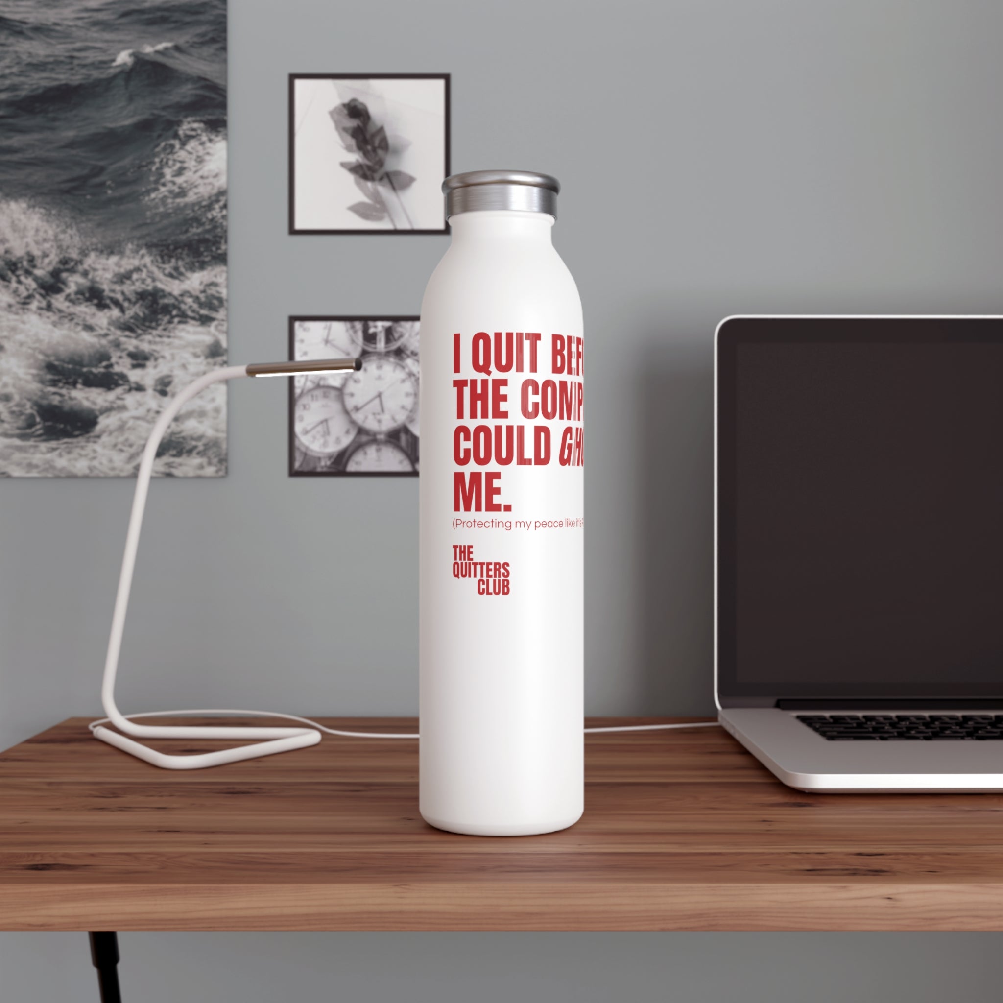 QUITTERS CLUB SLIM WATER BOTTLE 20oz - GHOST