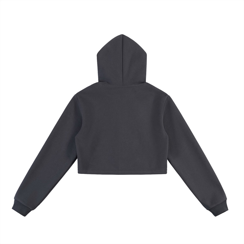 WOMAN ESSENTIAL CROPPED ZIP-UP HOODIE - CHARCOAL GRAY