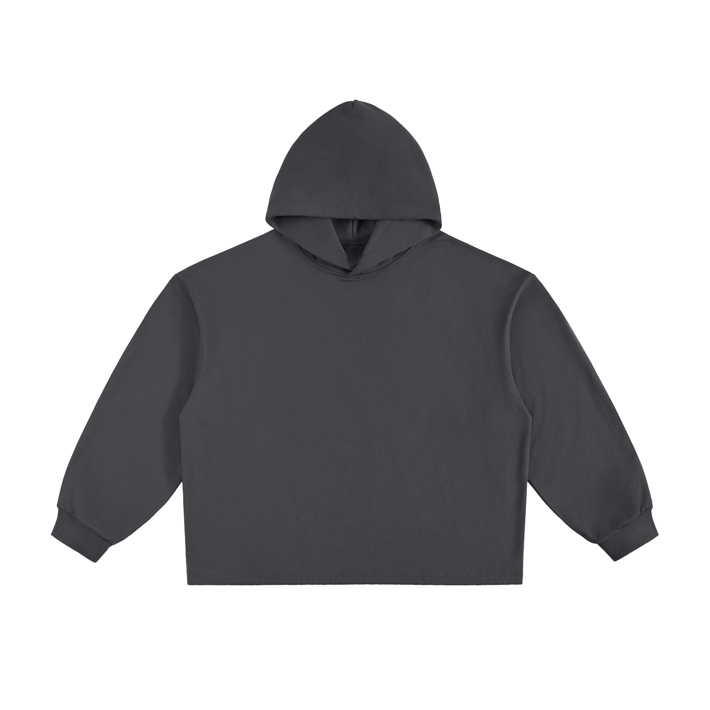 BASIC ESSENTIAL HEAVYWEIGHT OVERSIZED DRAWSTRING HEM HOODIE DARK GREY