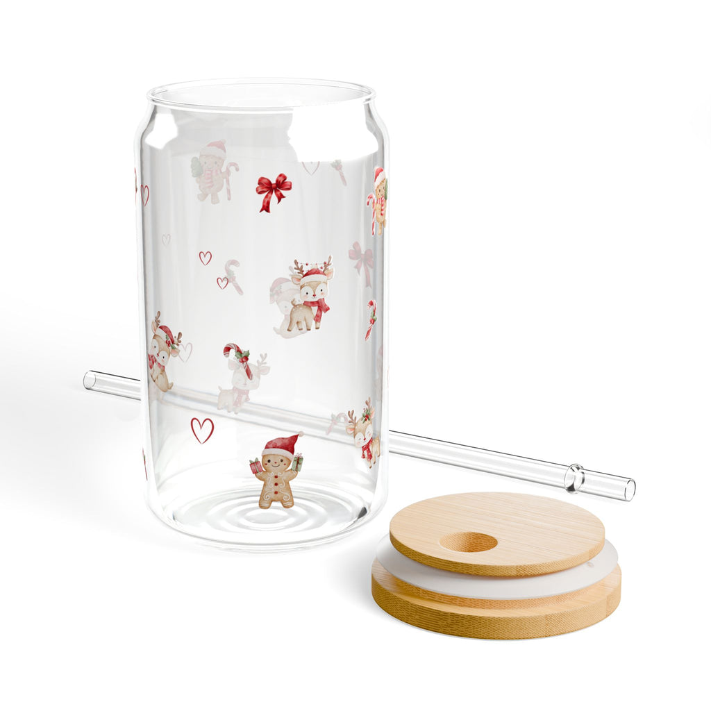 Christmas Matcha/Ice Coffee Glass 16oz with Straw