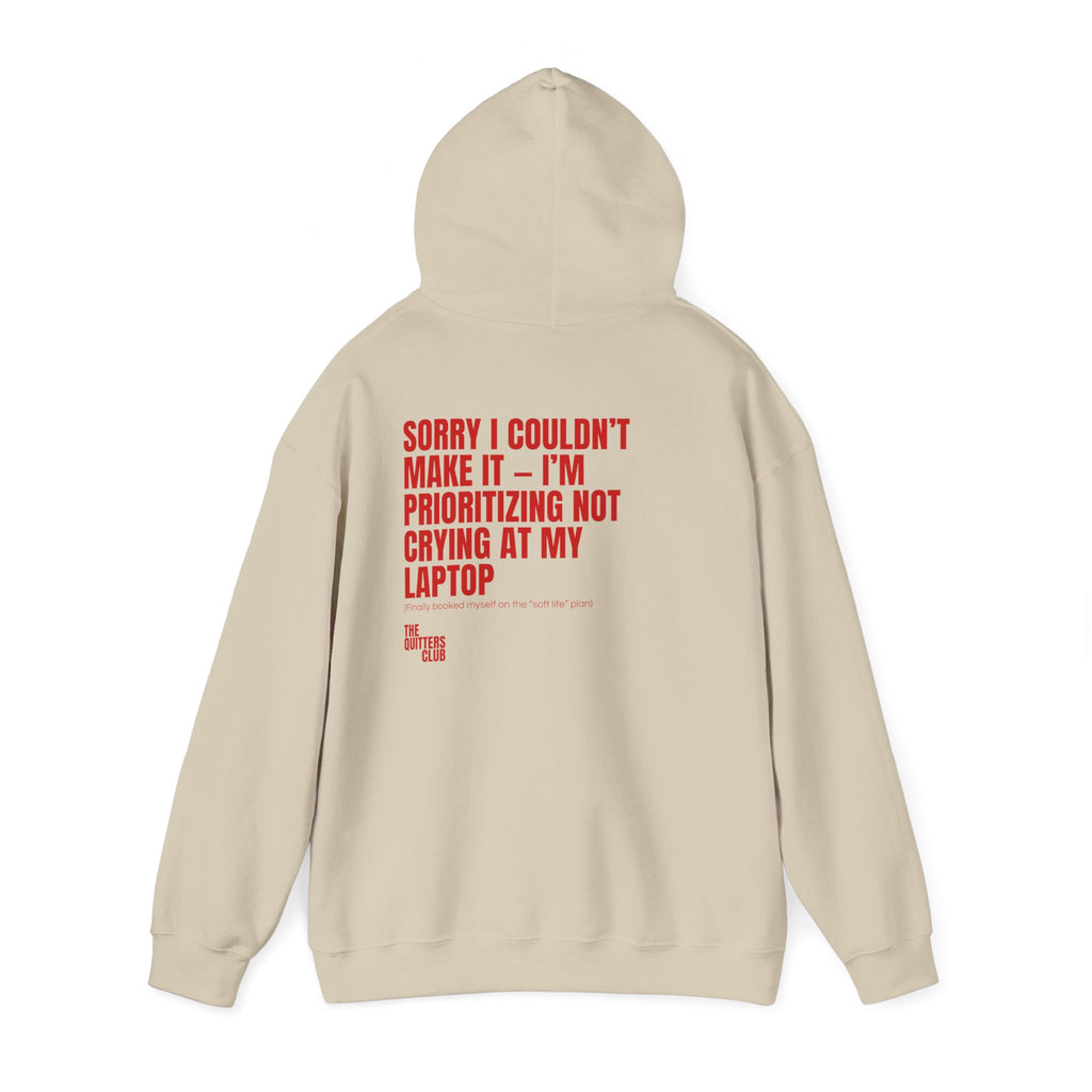 09 QUITTERS CLUB HOODIE BEIGE/RED