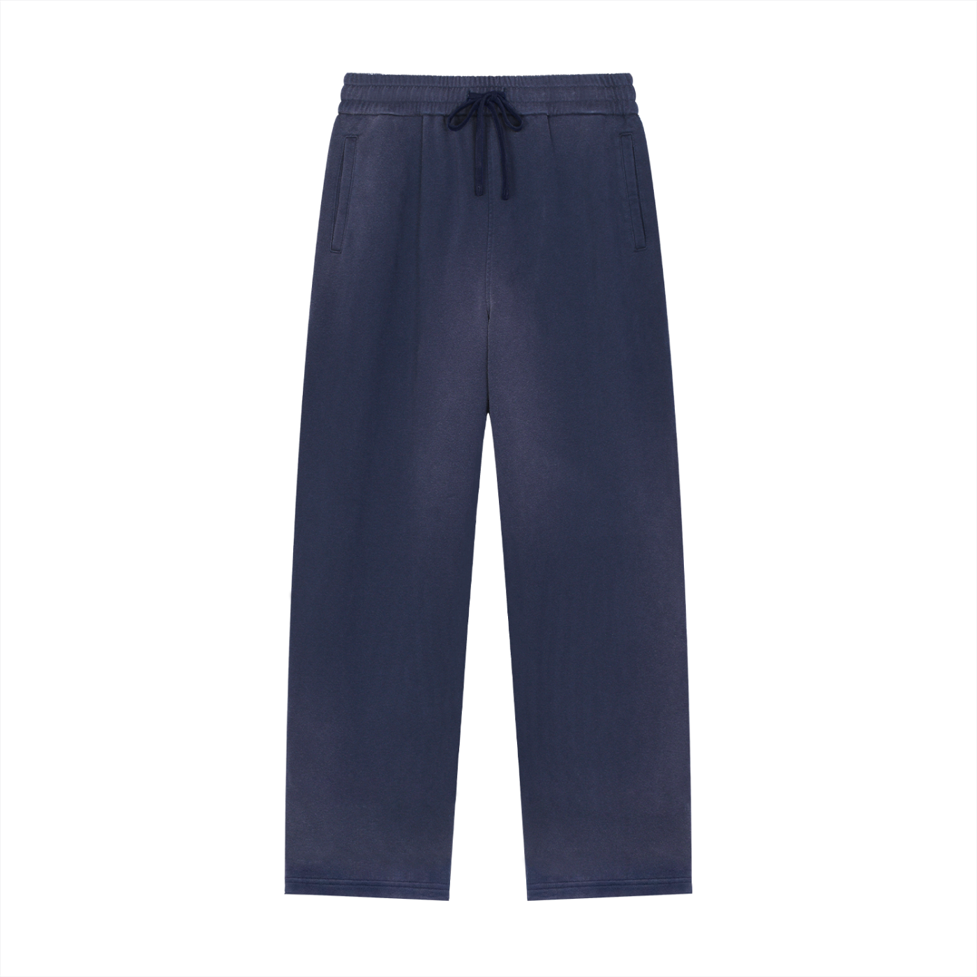 BASIC SUN FADE RAW EDGE STRAIGHT-LEG SWEATPANTS NAVY