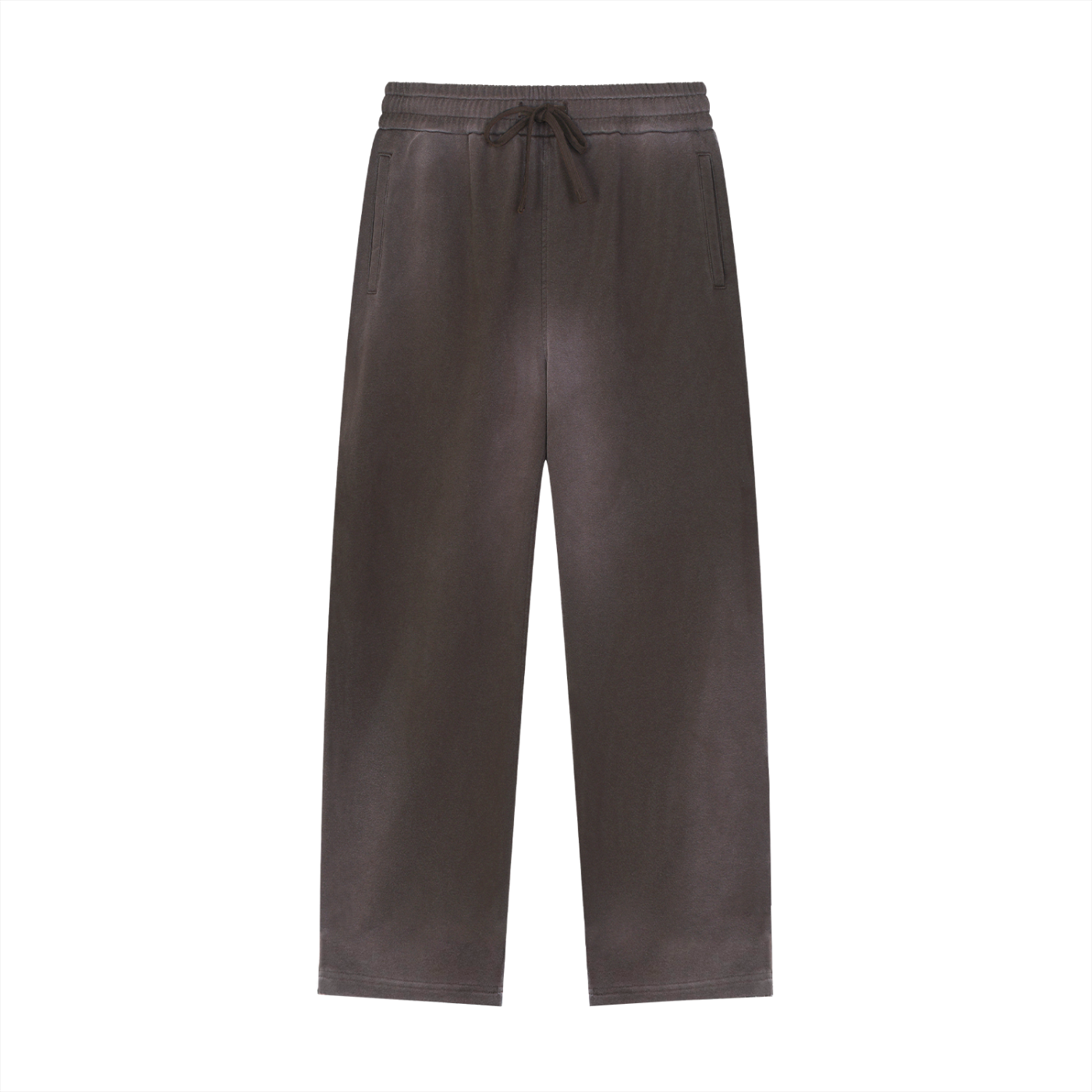BASIC SUN FADE RAW EDGE STRAIGHT-LEG SWEATPANTS BROWN