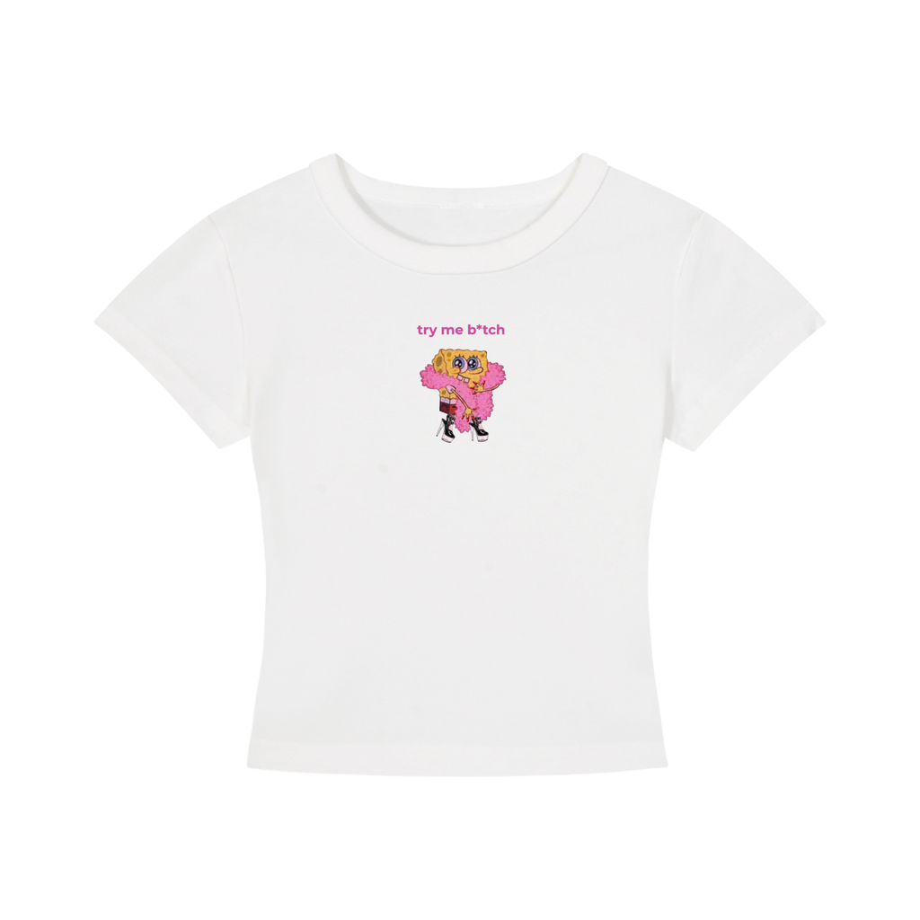 WOMEN`S CROPPED T-SHIRT - TRY ME BI*CH