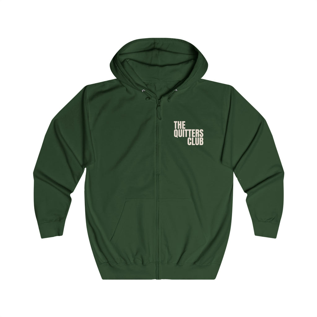 02 QUITTERS CLUB FULL-ZIP HOODIE GREEN/BEIGE