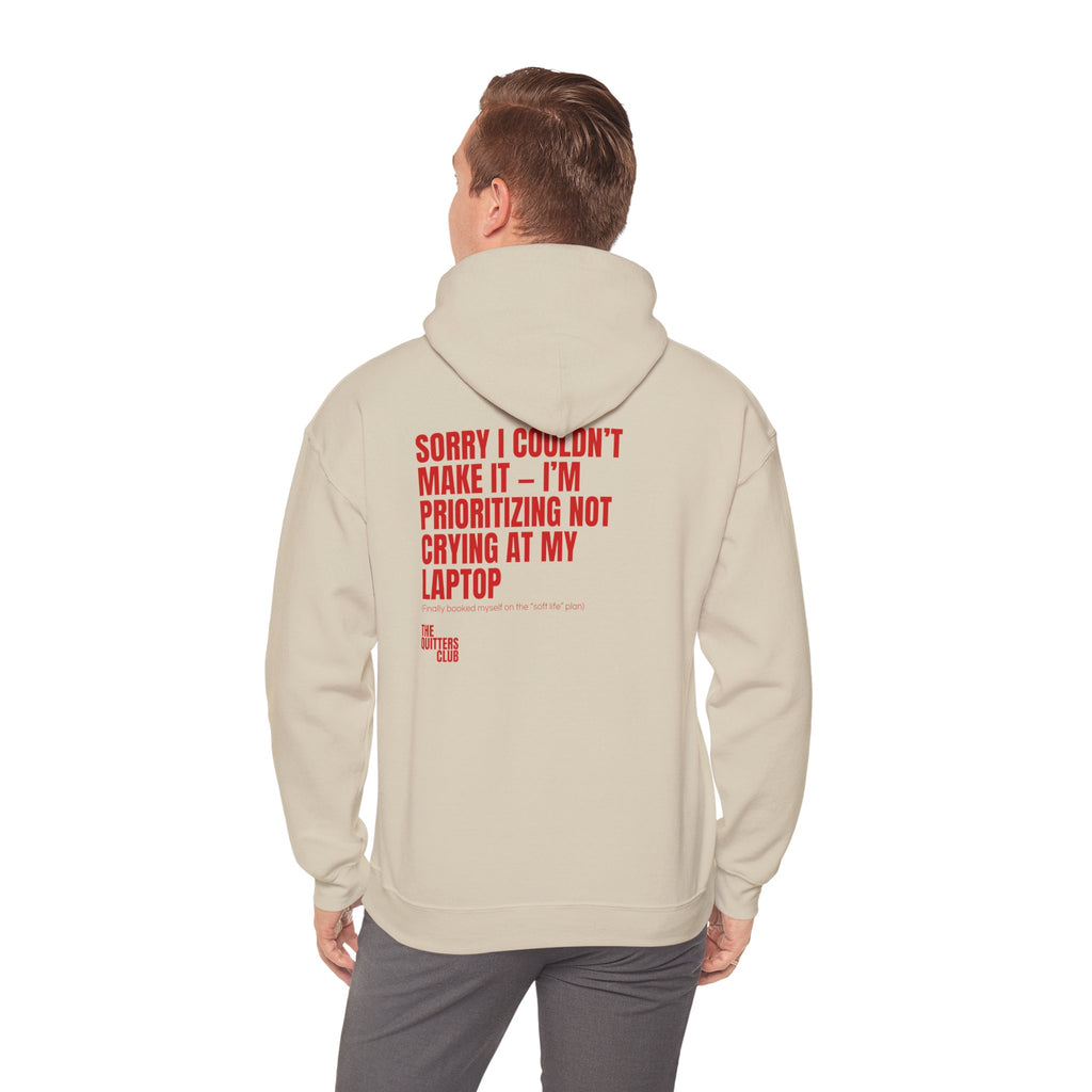 09 QUITTERS CLUB HOODIE BEIGE/RED