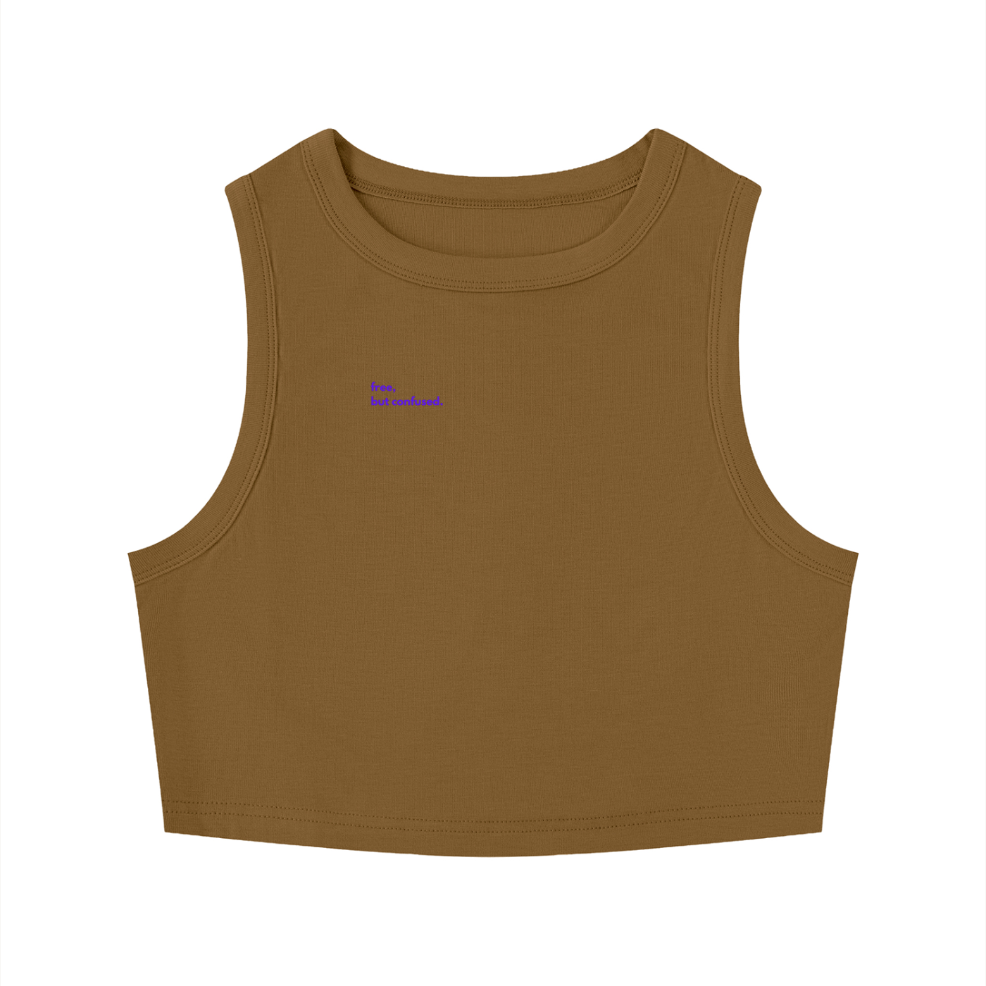 MAIN CHARACTER TIGHT CREWNECK CROP TANK TOP -  FREE BUT CONFUSED