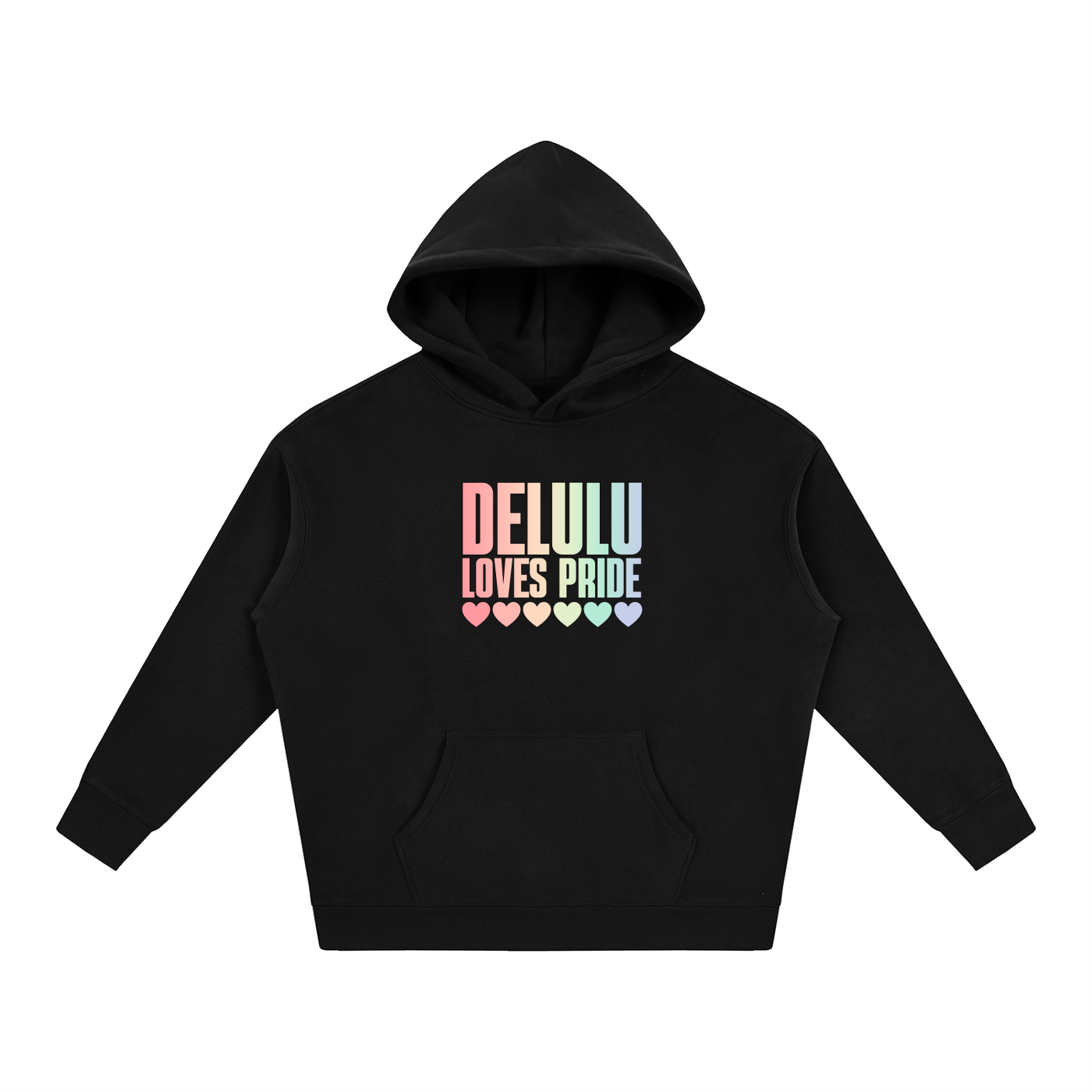 PRIDE OVERSIZED PREMIUM FLEECED HOODIE - DELULU LOVES PRIDE