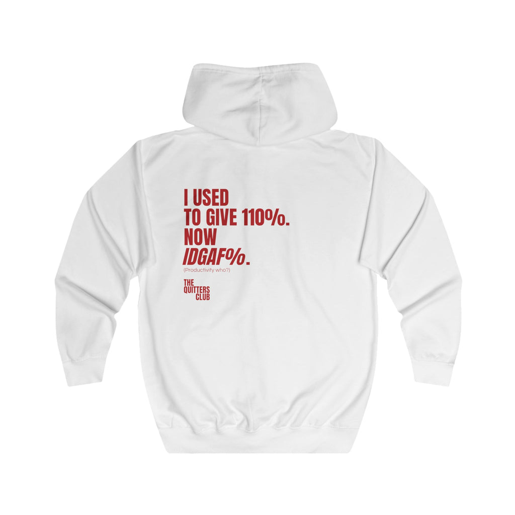 05 QUITTERS CLUB FULL-ZIP HOODIE WHITE/RED