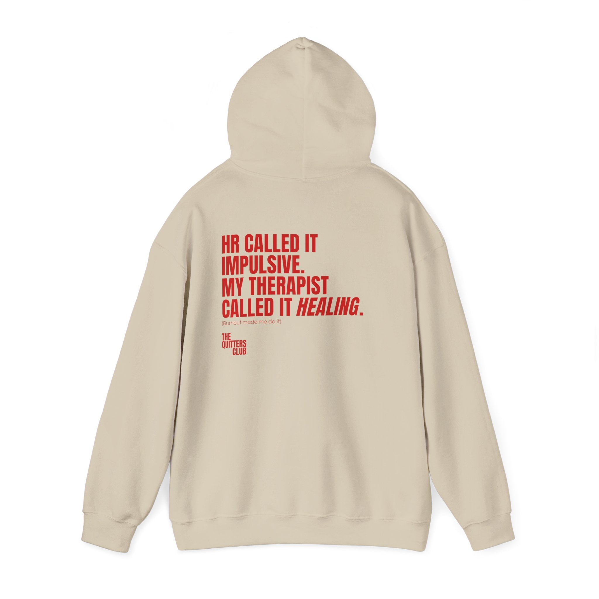 04 QUITTERS CLUB HOODIE BEIGE/RED