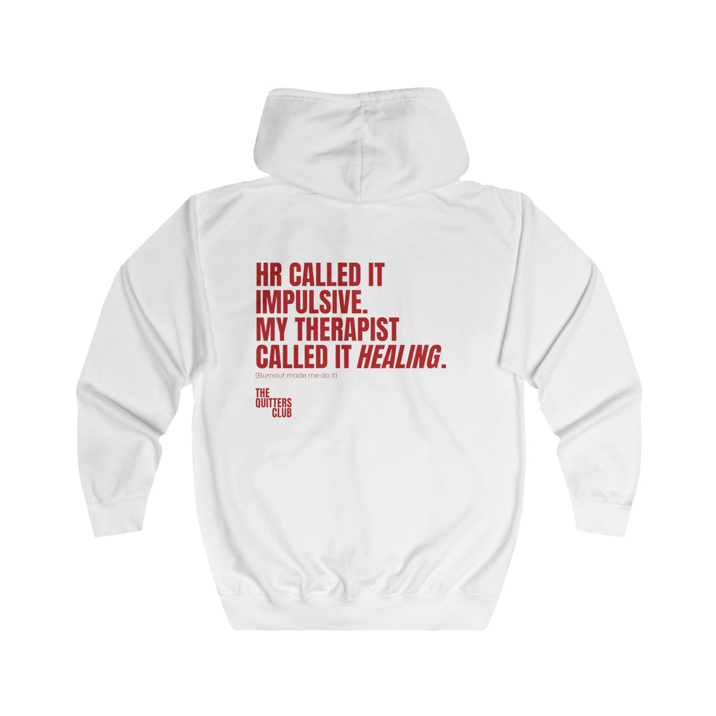04 QUITTERS CLUB FULL-ZIP HOODIE WHITE/RED