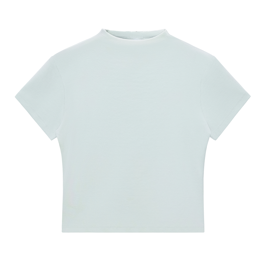 BASIC SLIM FIT WOMEN MOCK NECK T-SHIRT