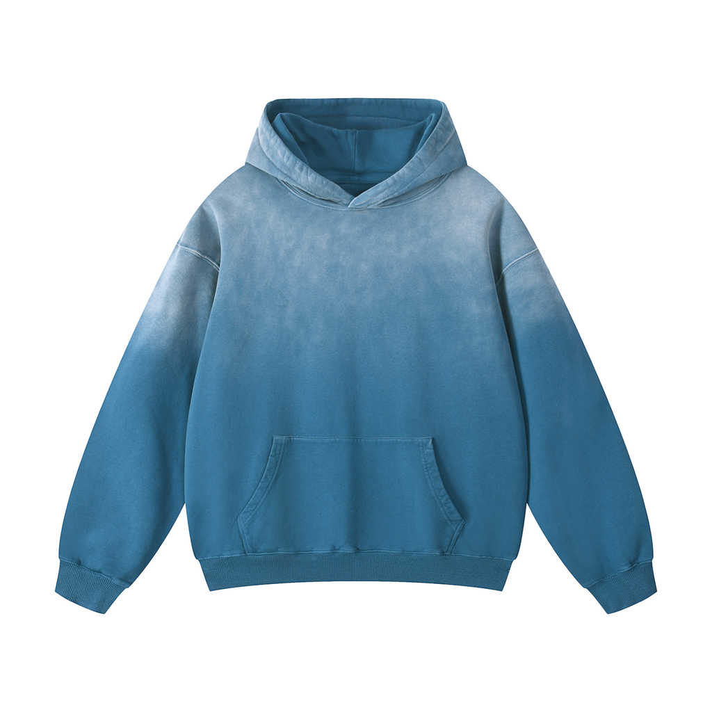 PREMIUM UNISEX  BASIC SUNFADE HEAVYWEIGHT OVERSIZED HOODIE JEANS BLUE
