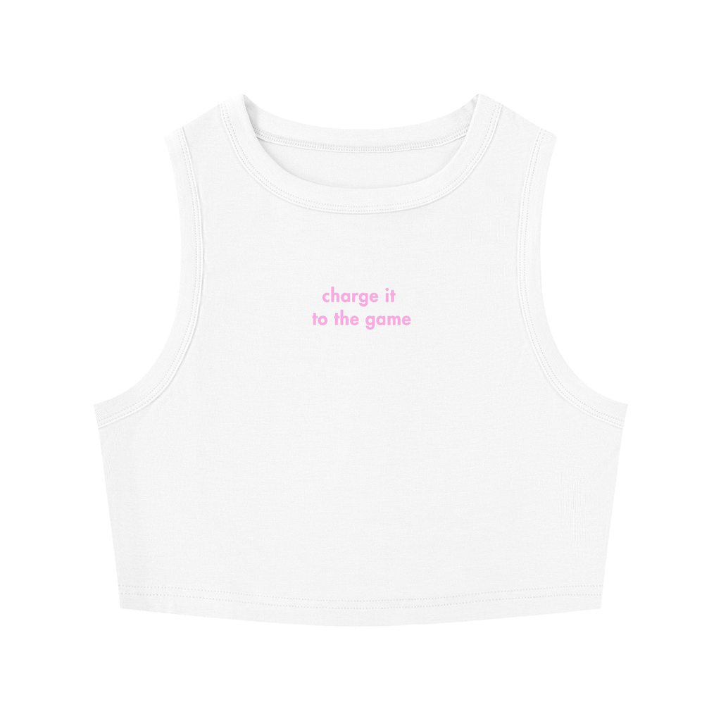 WOMEN'S CREWNECK CROP TOP - CHARGE IT TO THE GAME