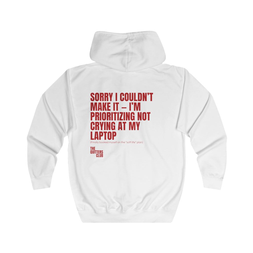 09 QUITTERS CLUB FULL-ZIP HOODIE WHITE/RED