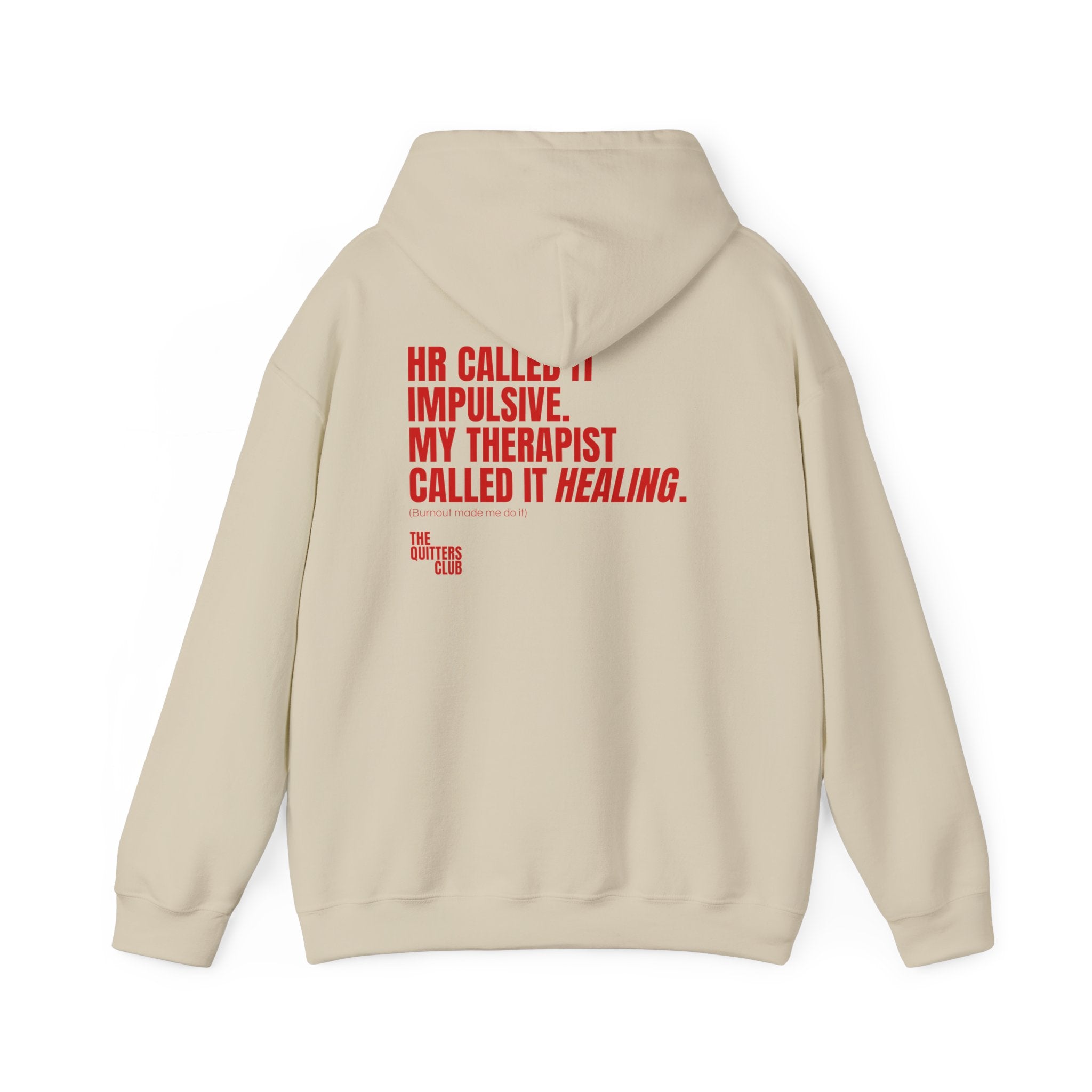 04 QUITTERS CLUB HOODIE BEIGE/RED