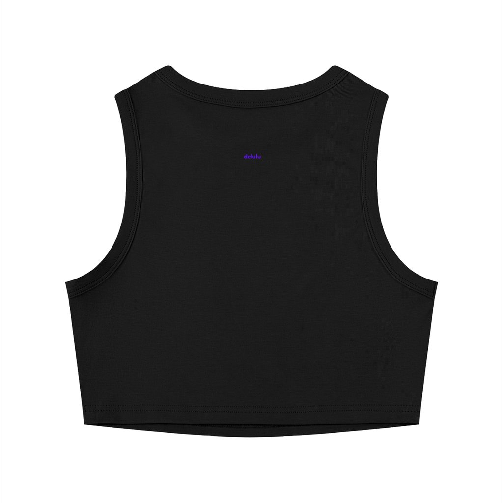 MAIN CHARACTER TIGHT CREWNECK CROP TANK TOP - RESPECTFULLY, NO.