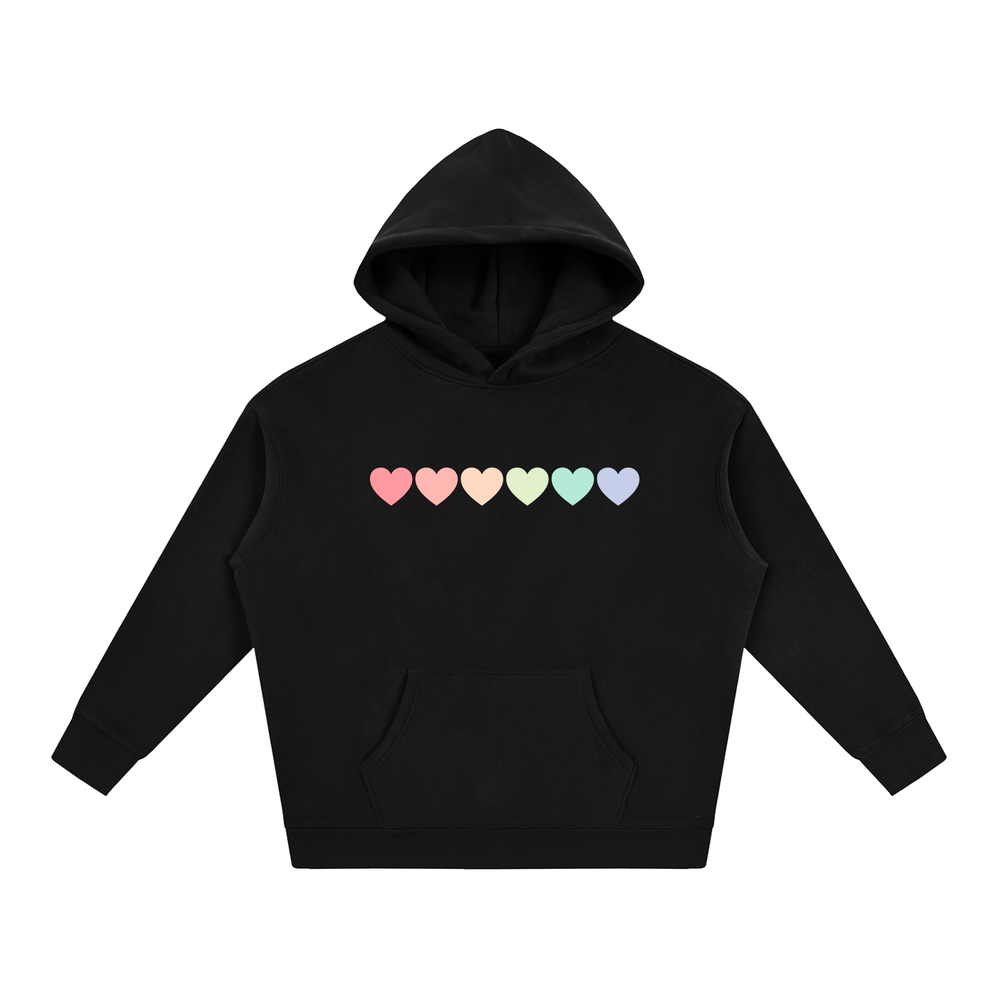 PRIDE OVERSIZED PREMIUM FLEECED HOODIE - PASTEL HEARTS