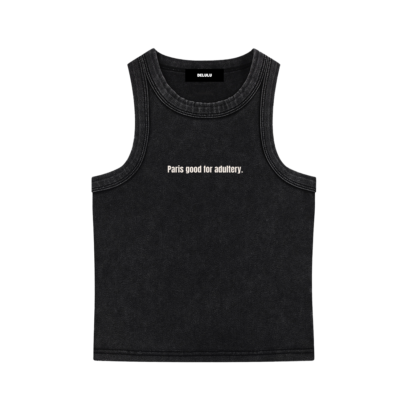 SNOW WASHED TANK TOP BLACK - PARIS GOOD FOR ADULTERY.