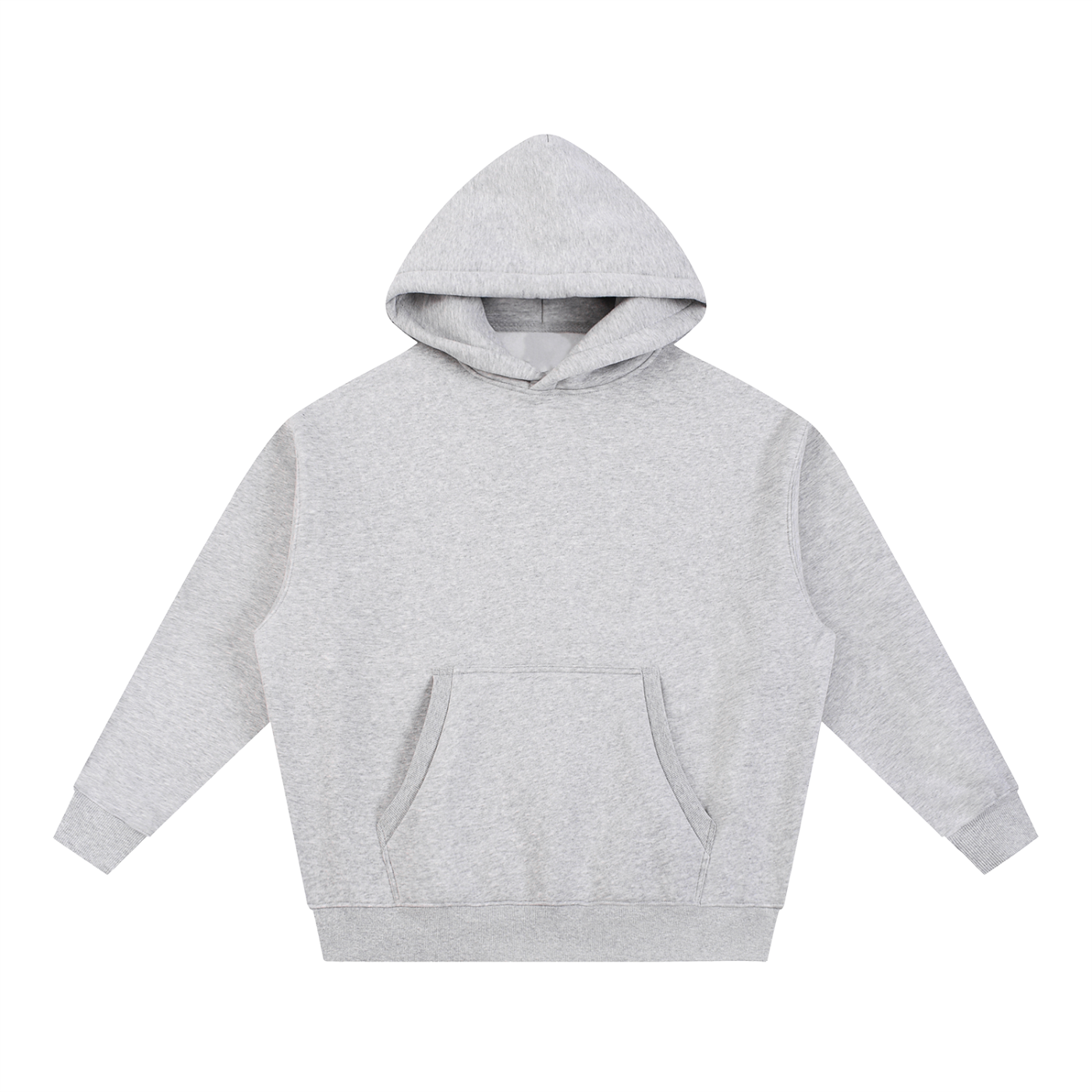 BASIC ESSENTIAL OVERSIZED BOXY FIT FLEECE HOODIE SNOW GREY