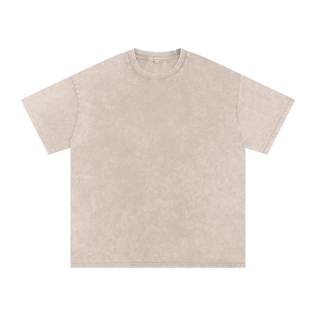 BASIC SNOW WASHED OVERSIZED COTTON T-SHIRT APRICOT
