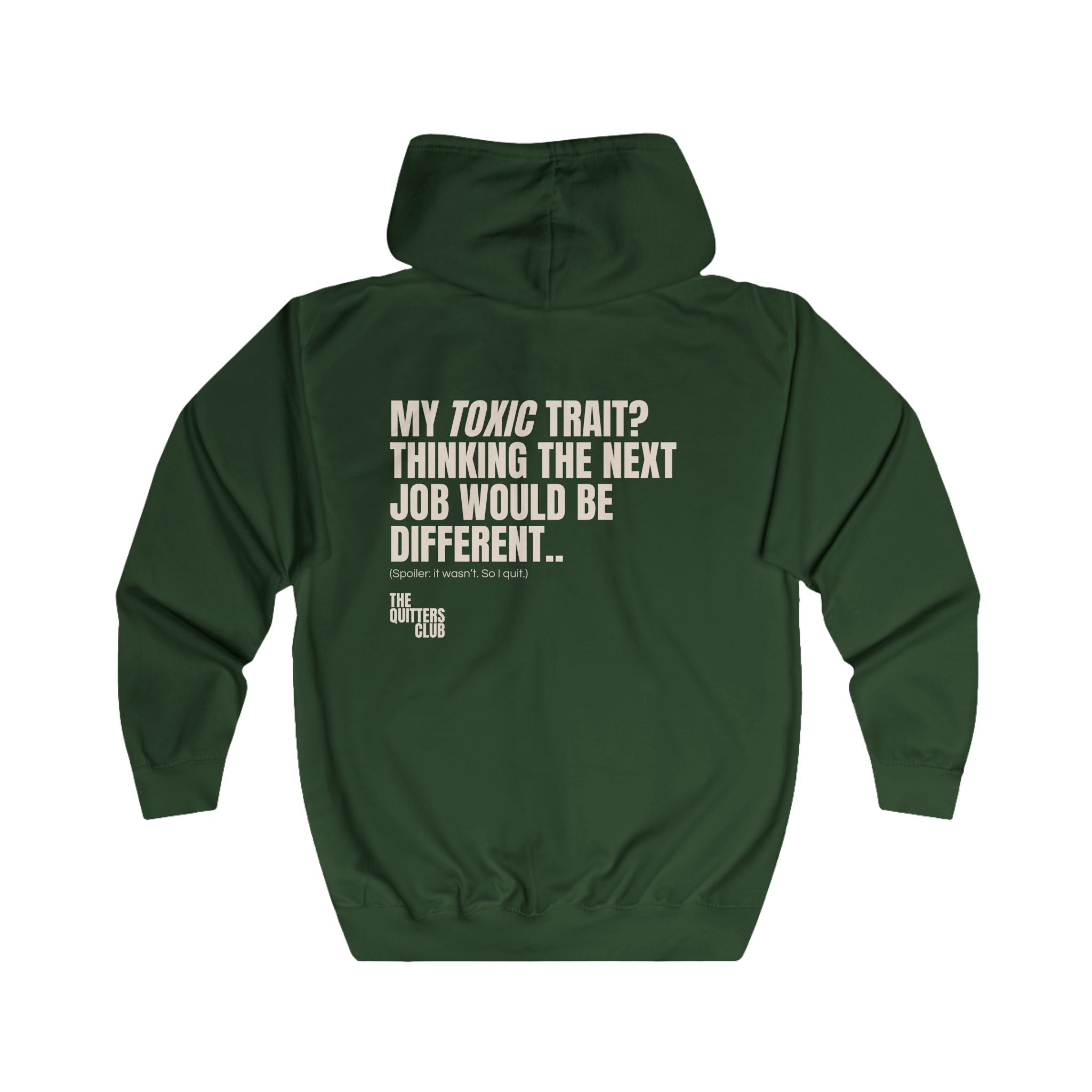 03 QUITTERS CLUB FULL-ZIP HOODIE GREEN/BEIGE