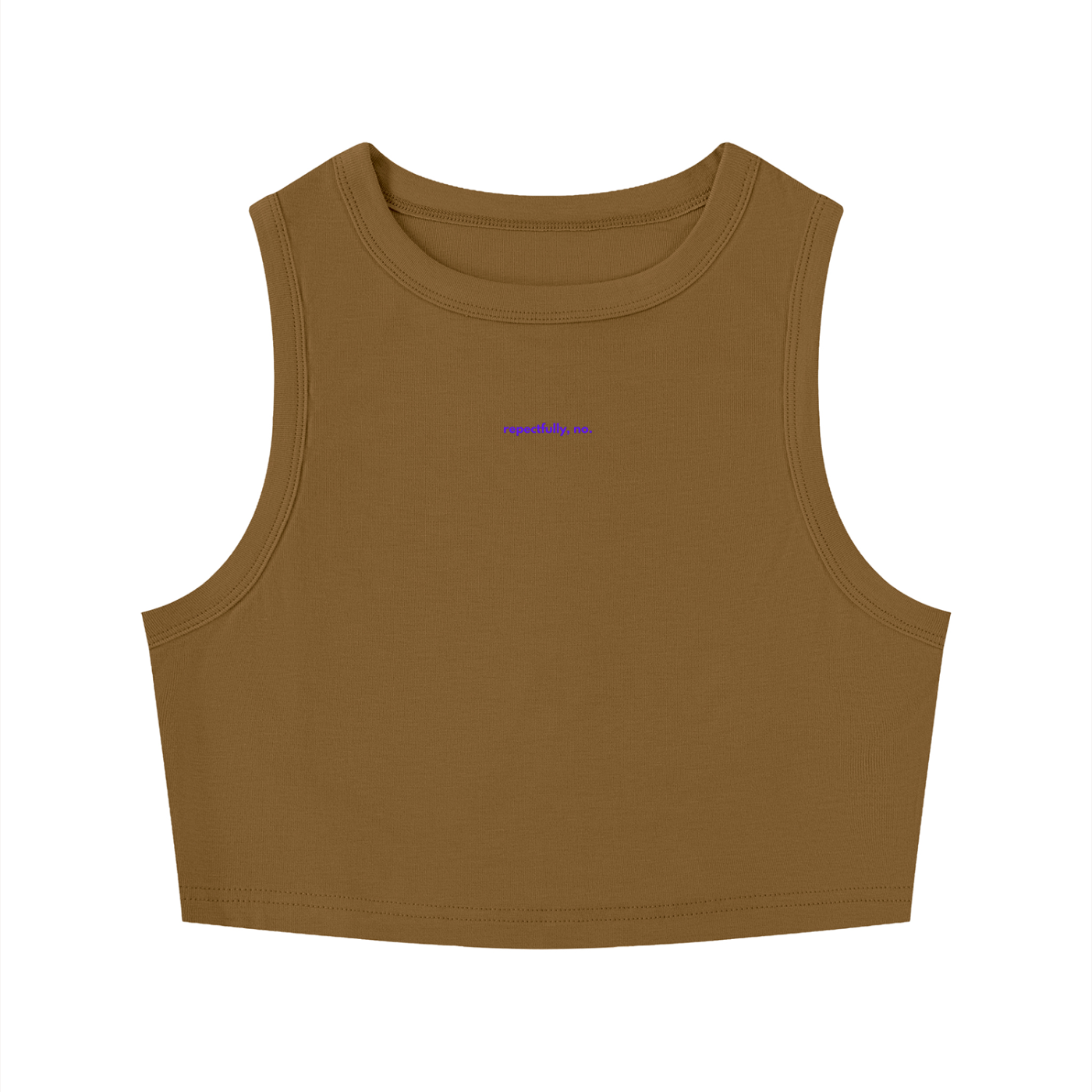 MAIN CHARACTER TIGHT CREWNECK CROP TANK TOP - RESPECTFULLY, NO.