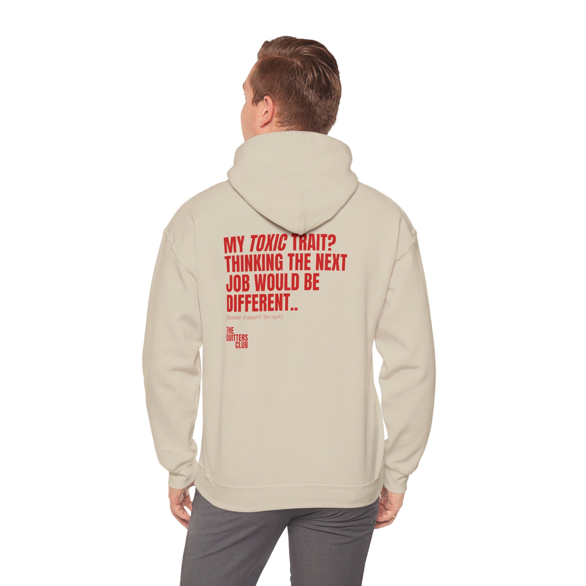 03 QUITTERS CLUB HOODIE BEIGE/RED
