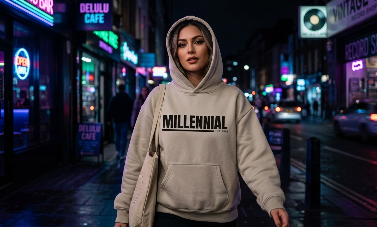 Millennial-Aesthetic-Beige-Hoodie-Neon-Night