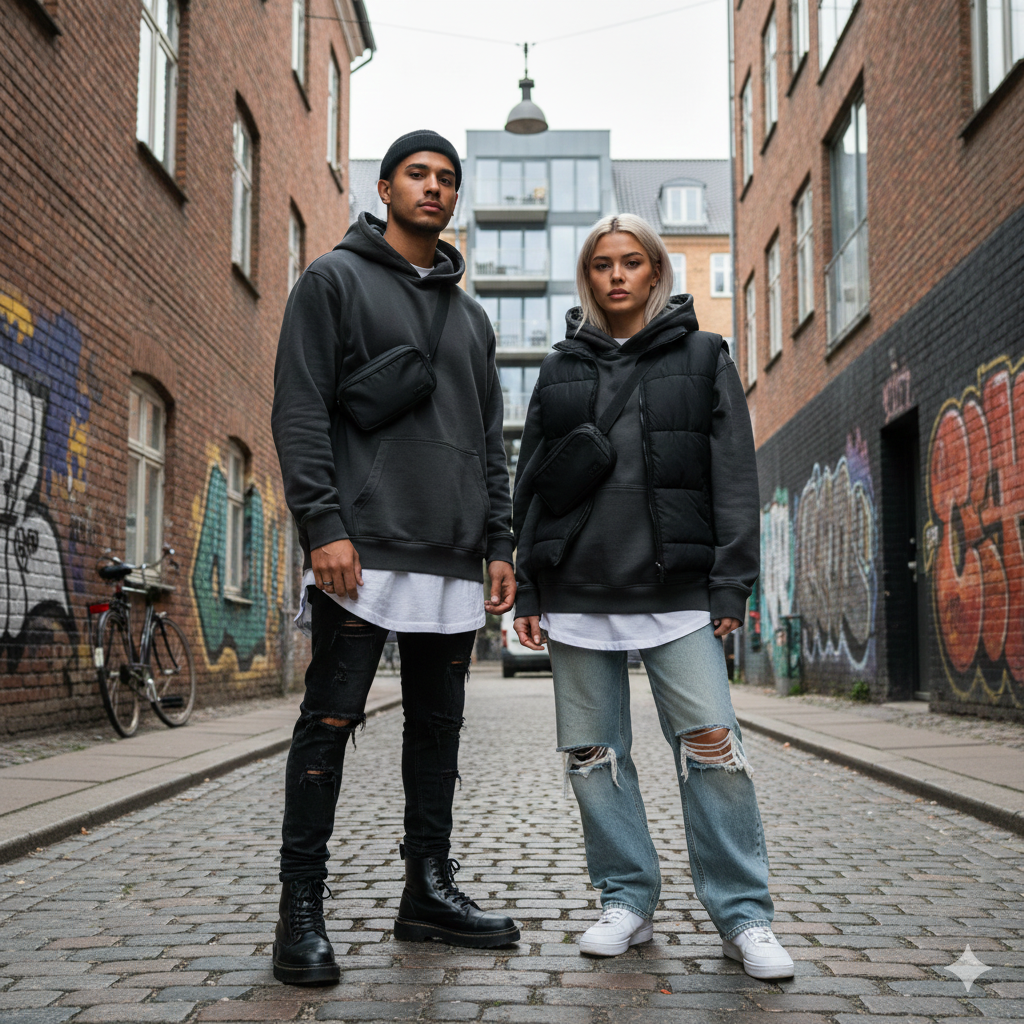 BASIC OVERSIZED ESSENTIAL HOODIE BLACK