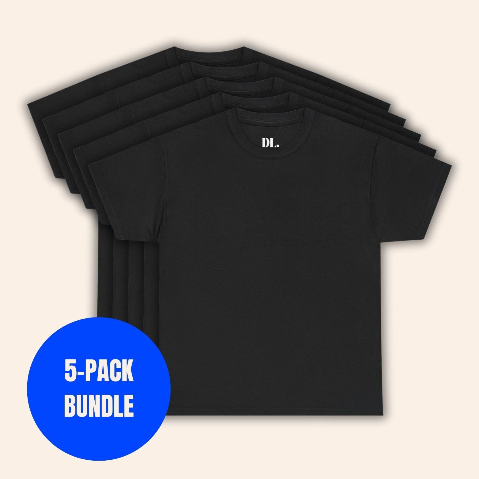 5-PACK BUNDLE BASIC COTTON TEE BLACK
