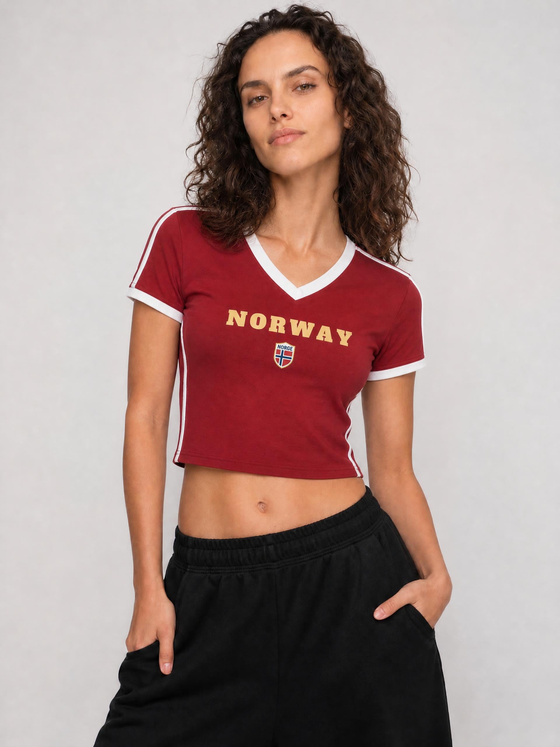 WOMEN'S RETRO CROPPED T-SHIRT - WORLD CUP NORWAY BRAUT HAALAND