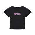 WOMEN`S CROPPED T-SHIRT - MORE PIZZA LESS DRAMA