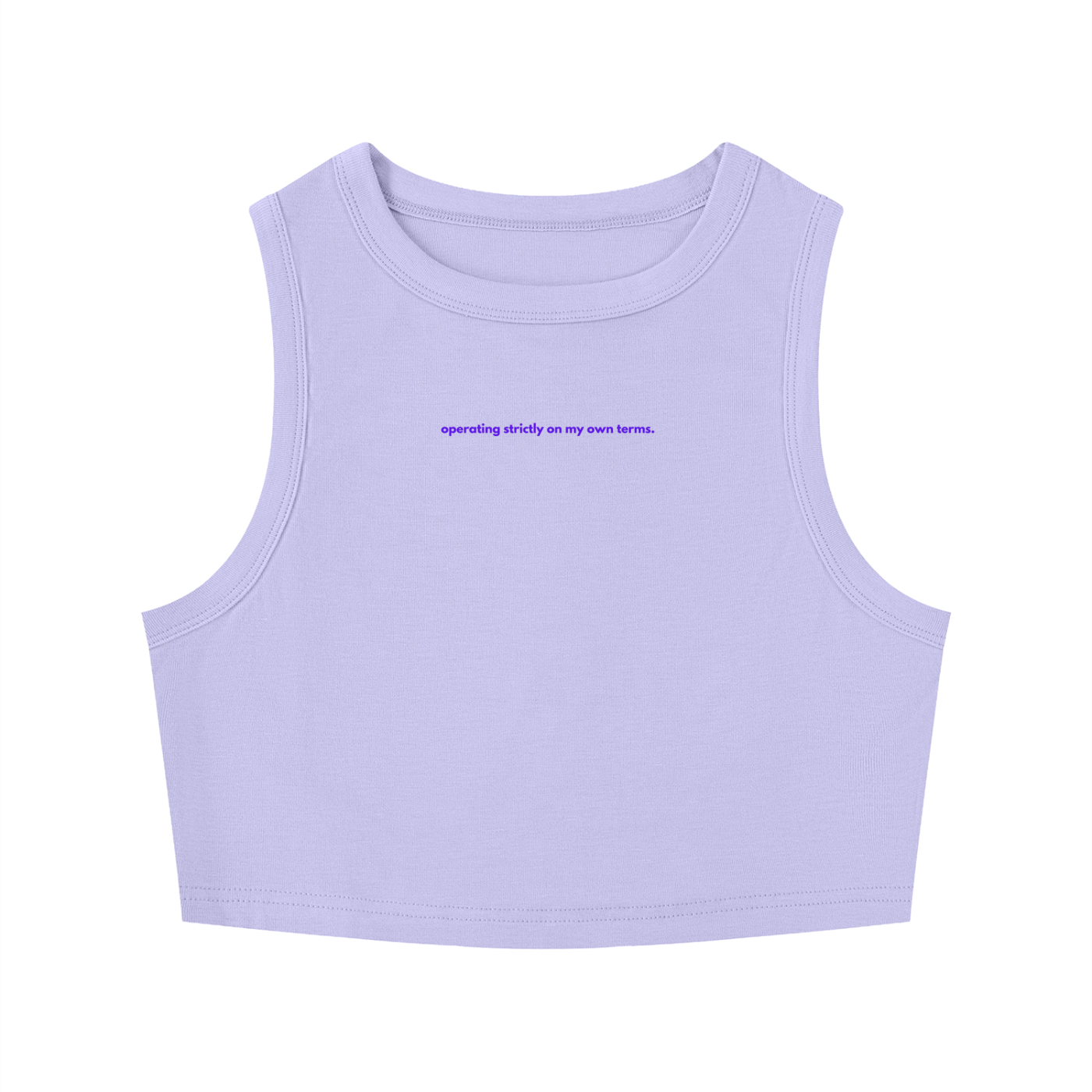 MAIN CHARACTER TIGHT CREWNECK CROP TANK TOP -  OPERATING STRICTLY ON MY OWN TERMS