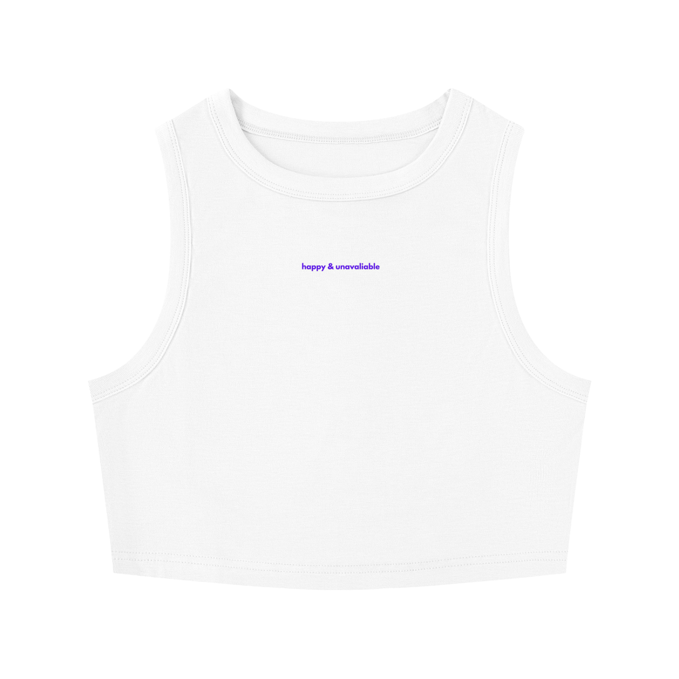 MAIN CHARACTER TIGHT CREWNECK CROP TANK TOP -  HAPPY & UNAVALIABLE