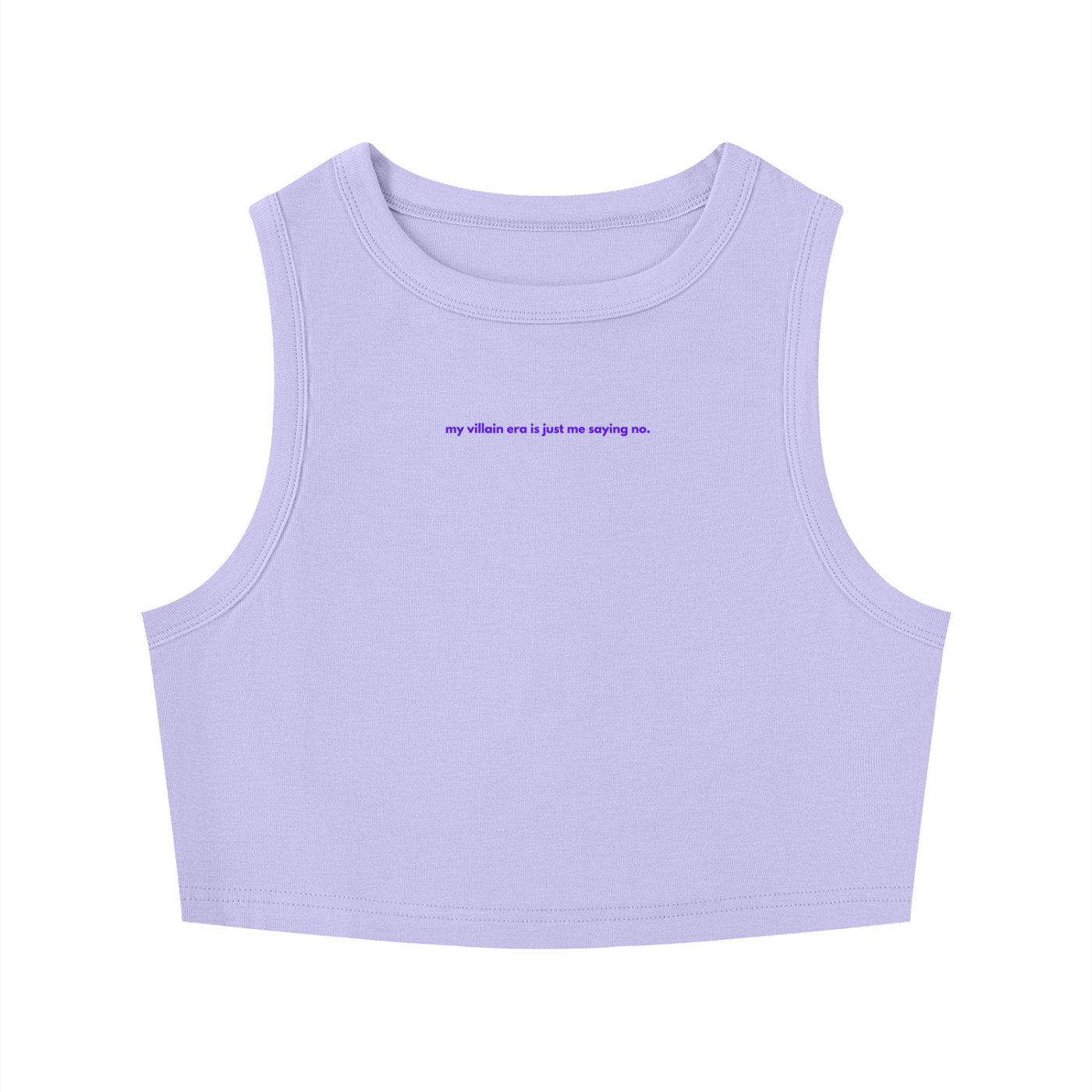 MAIN CHARACTER TIGHT CREWNECK CROP TANK TOP - MY VILLAIN ERA IS JUST ME SAYING NO