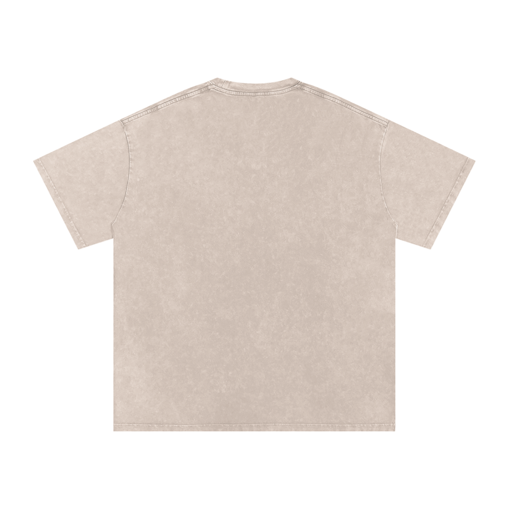 BASIC SNOW WASHED OVERSIZED COTTON T-SHIRT APRICOT