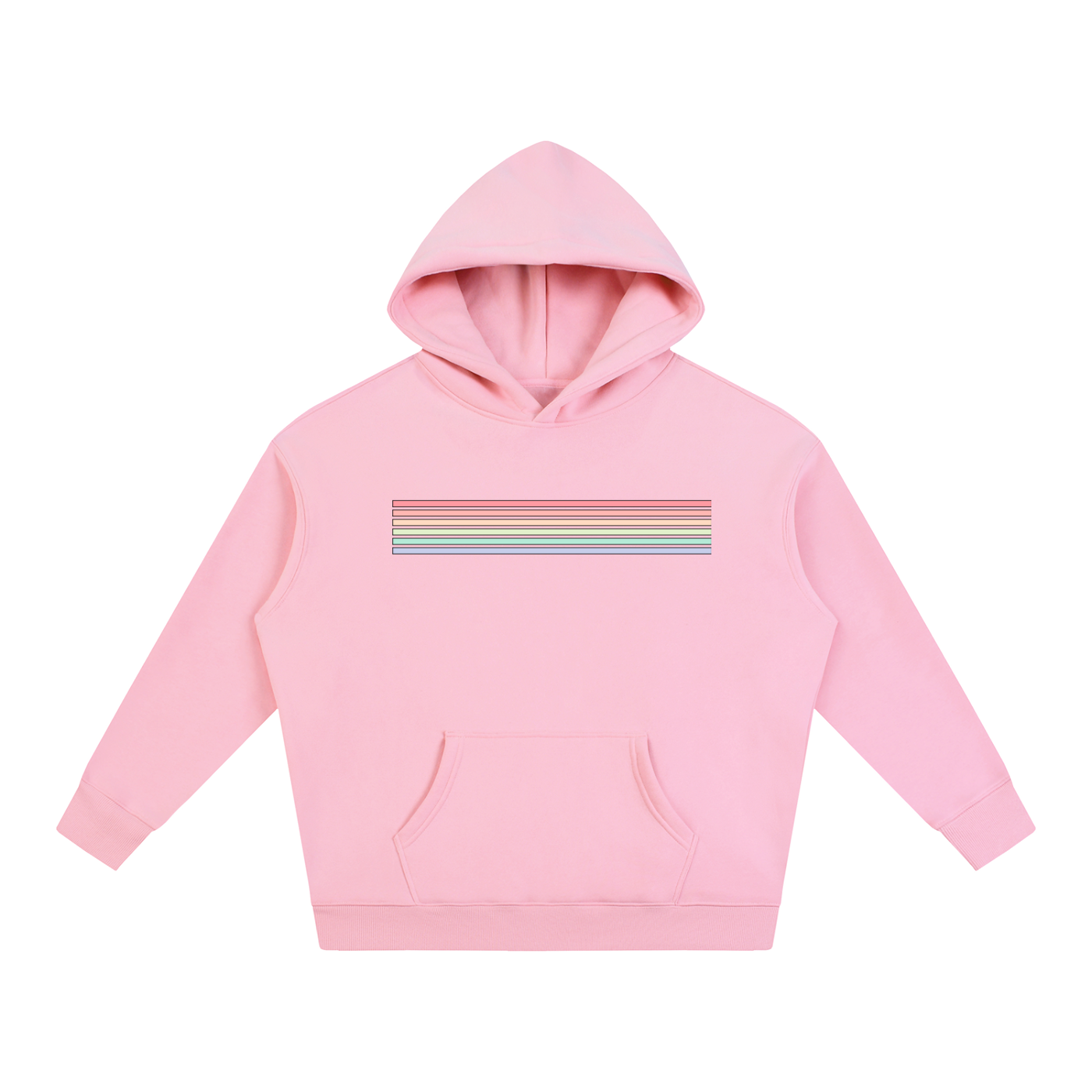 PRIDE OVERSIZED PREMIUM FLEECED HOODIE - PASTEL RAINBOW