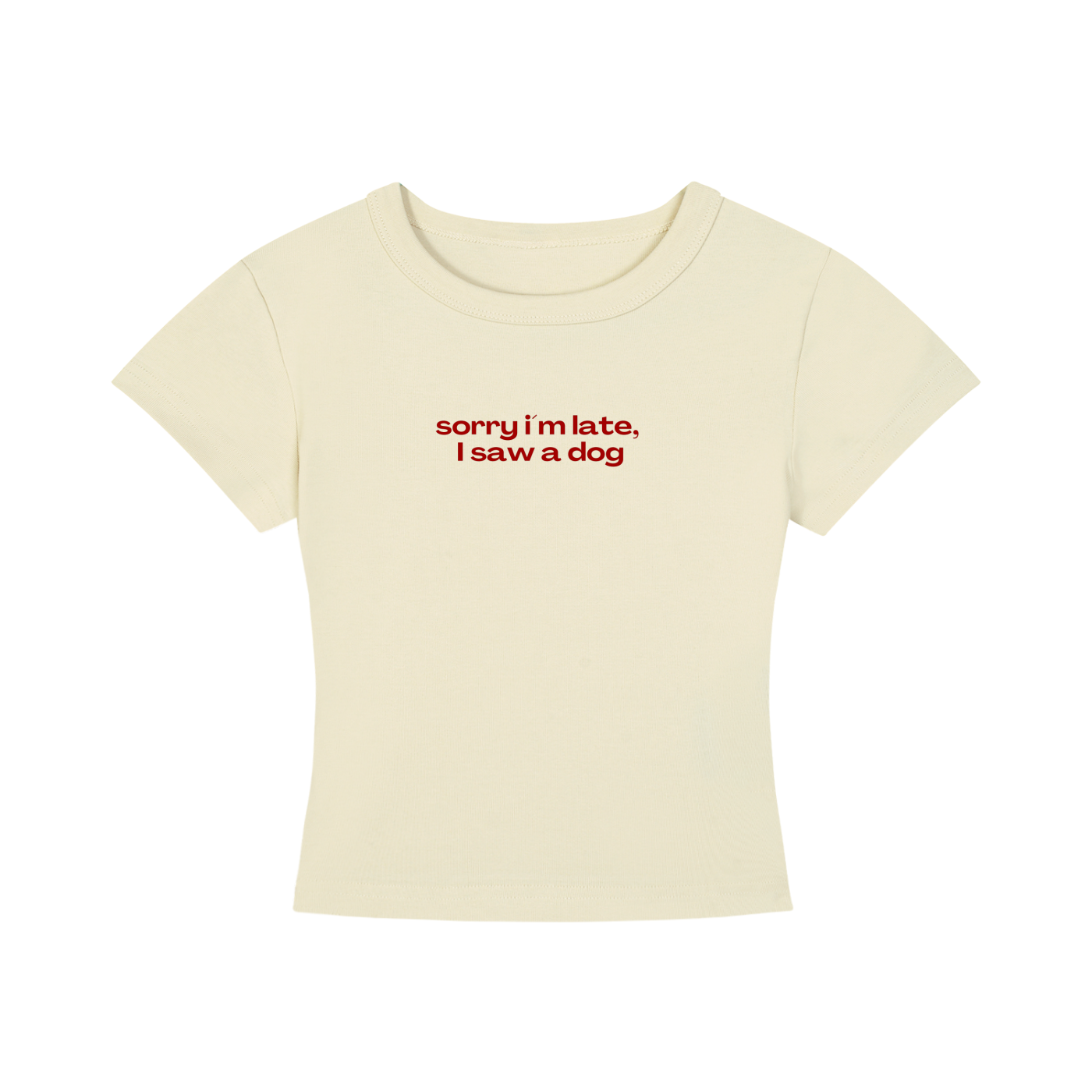 WOMEN´S CROPPED T-SHIRT - SORRY I´M LATE, I SAW A DOG