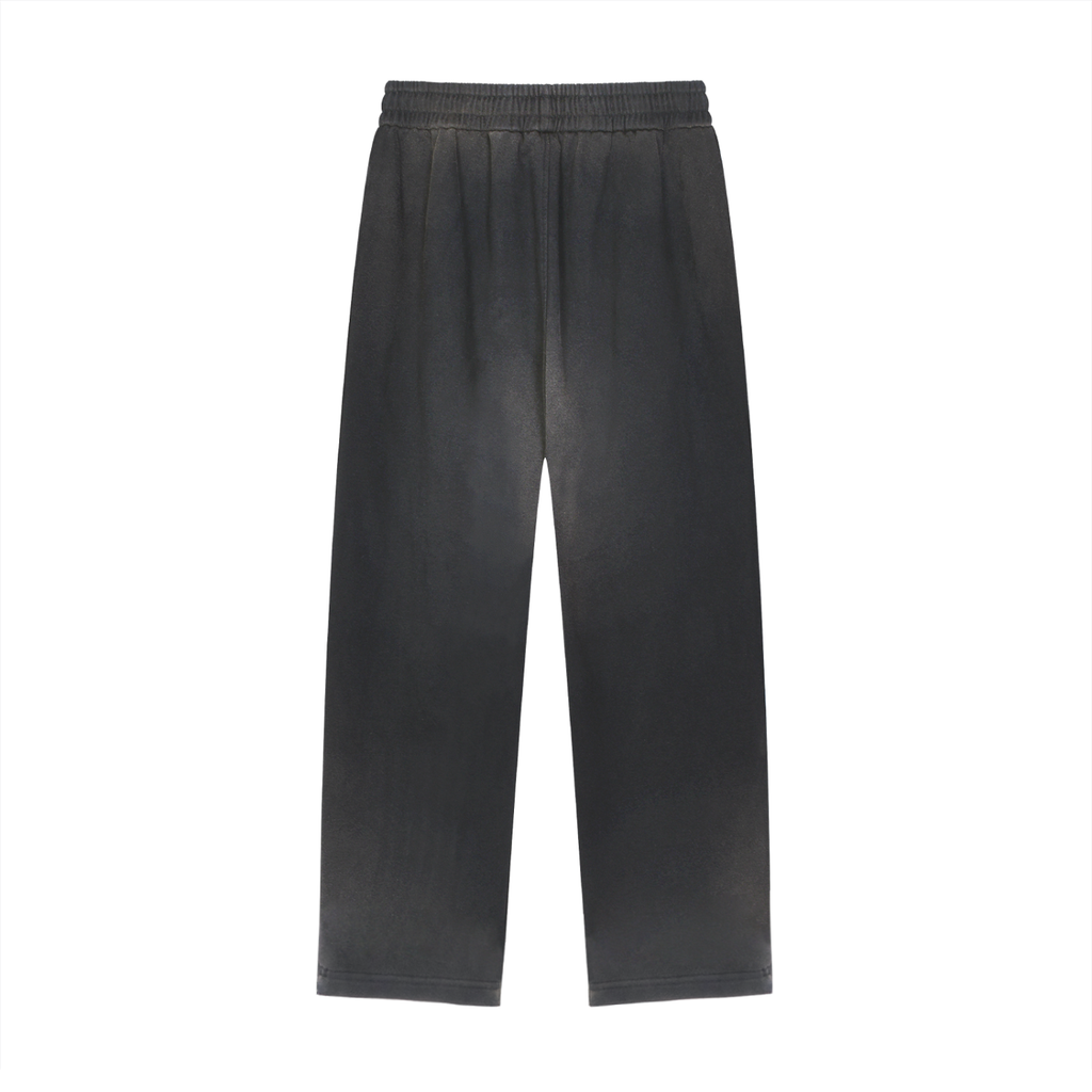 BASIC SUN FADE RAW EDGE STRAIGHT-LEG SWEATPANTS BLACK