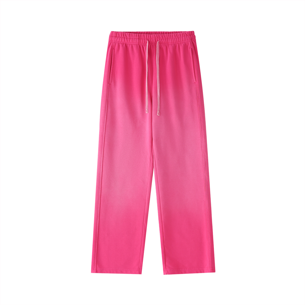 BASIC VINTAGE WASHED GRADIENT STRAIGHT-LEG SWEATPANTS ROSE PINK