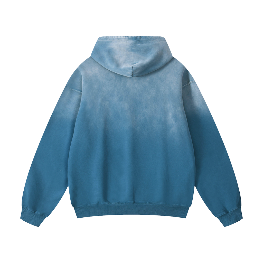 PREMIUM UNISEX  BASIC SUNFADE HEAVYWEIGHT OVERSIZED HOODIE JEANS BLUE