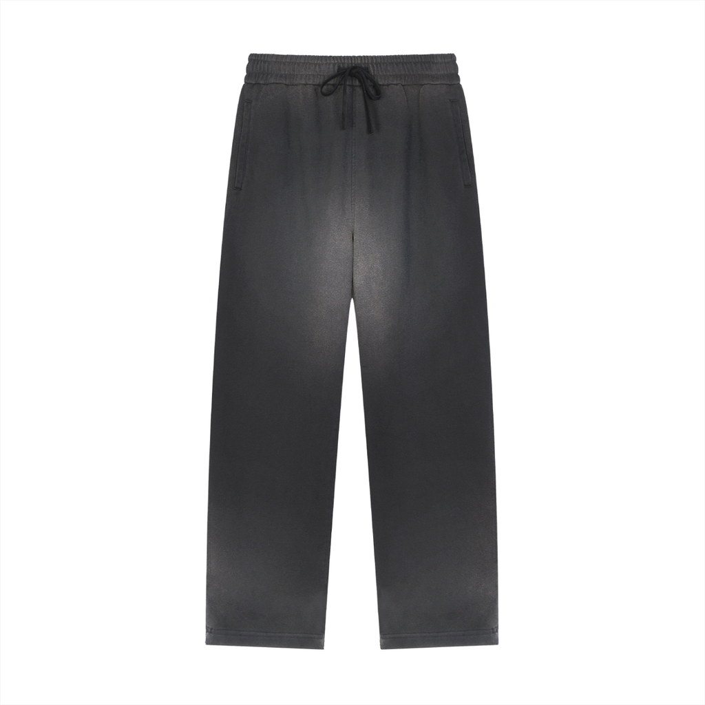 BASIC SUN FADE RAW EDGE STRAIGHT-LEG SWEATPANTS BLACK